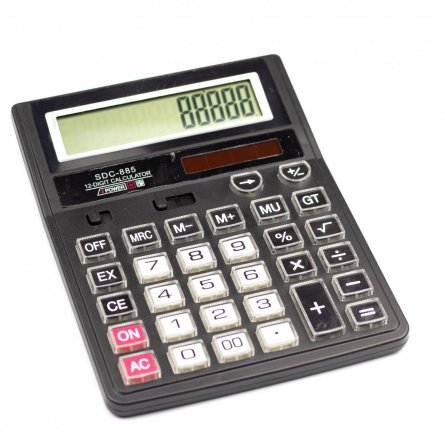 Калькулятор Alingar 12 разрядов, 190*148*10 мм, двойное питание, черный, "SDC-885" фото 1
