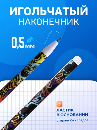 Ручка гелевая пиши-стирай Zoomi, "Машинки", 0,5 мм, синяя, игольчатый наконечник, круглый цветной пластиковый корпус, 12 шт/уп, пласт. уп. фото 4