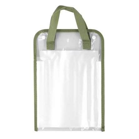 Папка-картотека с ручками Alingar, A4, 350х240 мм, 800 мкм, вертикальная, на кнопках, 13 отделений, прозрачная, глянец, зеленый цвет фото 1