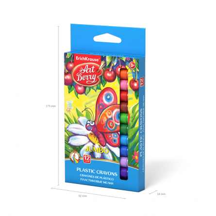 Мелки пластиковые Erich krause "Artberry Jumbo", 12 цв., утолщенные, картонная упаковка,  европодвес фото 4