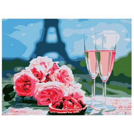 Картина по номерам Рыжий кот, 22х30 см, с акриловыми красками, холст, "Вино и цветы" фото 1