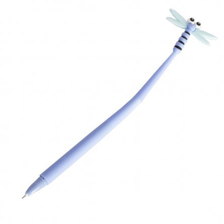 Ручка гелевая Alingar "Стрекоза", 0,5 мм, синяя, игольчатый наконечник, круглый цветной soft корпус фото 3