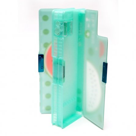 Пенал 2 отделения Alingar, пластиковый, точилка 2 отверстия, крышки на магнитах, "ФруктТайм" фото 5