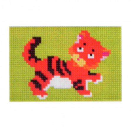 Алмазная мозаика Рыжий кот, на подрамнике, с полным заполнением, (блест.), 10х15 см, 9 цветов, "Тигренок" фото 1