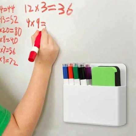 Магнитная подставка для маркерной доски, Alingar, 10 х 12 х 4 см, "Basic", белая, 2 отсека, европодвес фото 2