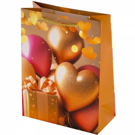 Пакет подарочный бумажный Alingar, (XL) 31х40х12 см, "Сердце в подарок", ламинация, (4 дизайна в коробе) фото 3