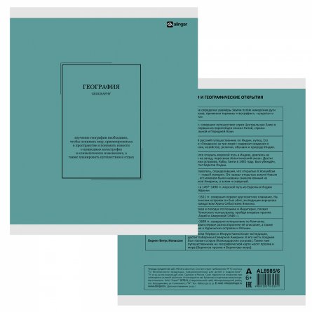 Комплект предметных тетрадей А5 48л., 10 предметов, со справ. матер, скрепка, пластиковая прозрачная обложка, блок офсет,Alingar "Classic NEW" фото 18