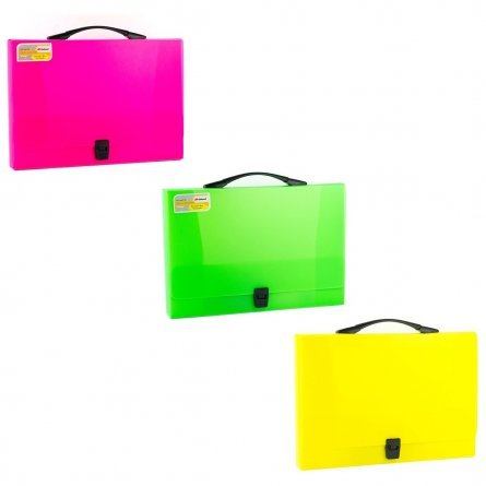 Папка-портфель на застежке Sahand, А4 360х265х40 мм, пластиковая, 800 мкм, ассорти, неон, матовая, текстура песок, карман для визитки, "Neon" фото 1
