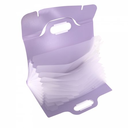 Папка-картотека Alingar, 332х302 мм, 700 мкм, на резинке, прорезная ручка, пластик, 11 отделений, сиреневый фото 2