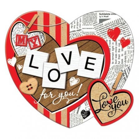 Мини-открытка двойная с термографией "Love", 167х86 мм фото 1
