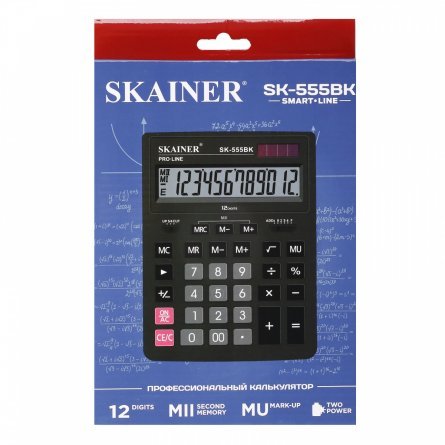 Калькулятор SKAINER 12 разрядов, 155*205*35 мм, черный, "SK-555BK" фото 2