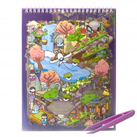 Наклейки для творчества - антистресс блокнот, 200*265 мм, "Animal Party", фиолет, XXL, 3D стикеры, 6 комнат, в комплекте пинцет, пакет с европодвесом фото 6