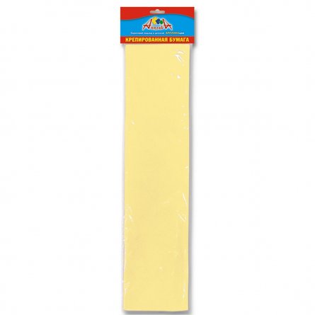 Бумага крепированная Апплика, 50х250 см, плотность 28 г/м2, 1 рулон, 1 цвет желтый, пакет с европодвесом фото 1