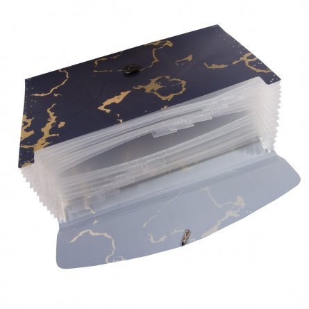 Папка-картотека на пуговице Sahand, A4, "Мрамор", 330х240х33 мм, 1600 мкм, 12 отделений, ассорти, глянец фото 2