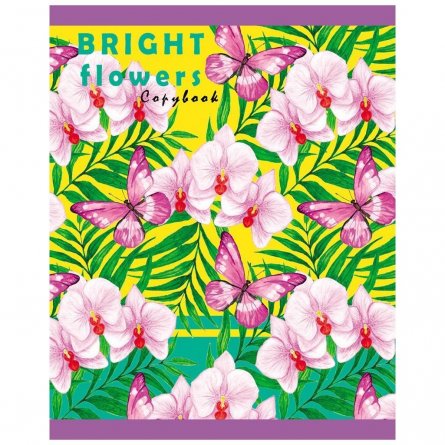 Тетрадь 96л., клетка, Проф-Пресс "Яркие цветы", мелованный картон, 5 дизайнов в спайке фото 3