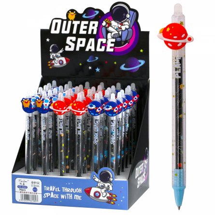Ручка гелевая подарочная пиши-стирай, автомат, Alingar, "Космос", 0,5 мм, синяя,  круглый, пластиковый корпус, картонная упаковка фото 1
