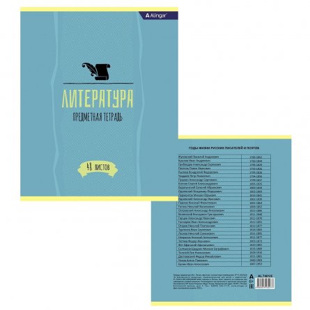 Тетрадь предметная "Литература" А5 48л., со справочным материалом, скрепка, мелованный картон (стандарт), блок офсет, Alingar "Простое решение" фото 2