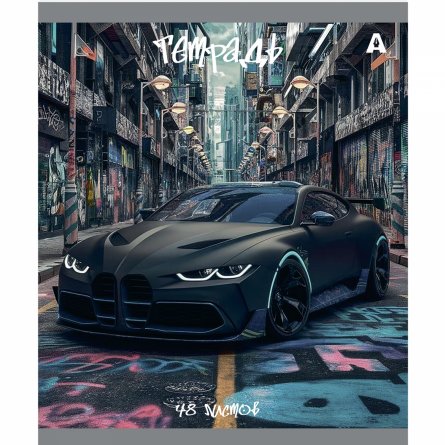 Тетрадь 48л., А5, клетка, Alingar "Car", скрепка, мелованый  картон ( стандарт), блок офсет, 5 дизайнов в пленке т/у фото 3