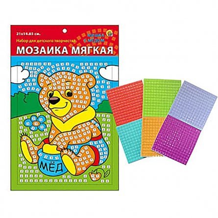 Мозаика мягкая Рыжий кот, А5, пакет с европодвесом, "Мишка с медом" фото 1