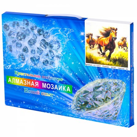 Алмазная мозаика Alingar, на подрамнике,  дизайн рамка, 30х40 см, "Лошади" фото 2