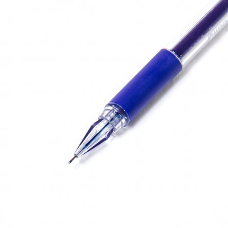 Ручка гелевая Alingar, "Cristal", 0,5 мм, синяя, игольчатый наконечник, резиновый грип, круглый прозрачный пластиковый корпус, в уп. 12 шт., картон.уп фото 3