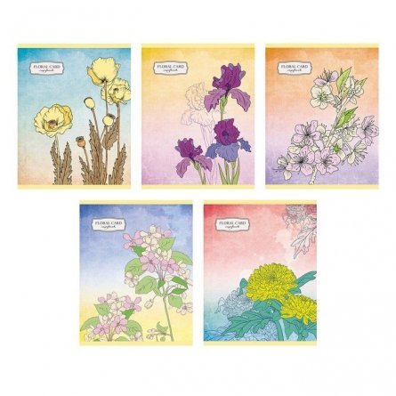 Тетрадь 96л., А5, клетка, Канц-Эксмо "Полевые цветы", скрепка, мелованный картон, твин-лак, 5 дизайнов фото 1