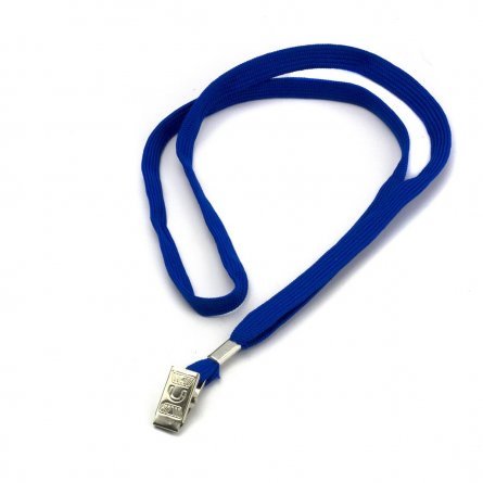 Шнурок для бейджа Alingar, 45 см, металл. клипса, синий фото 2