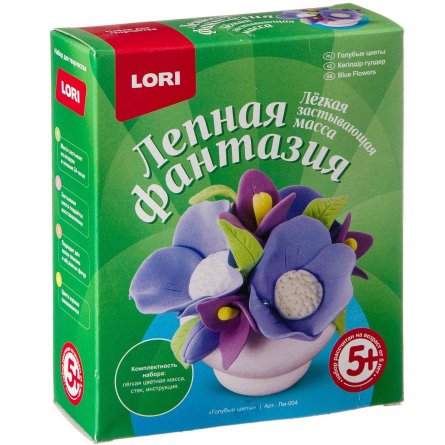 Масса для лепки Лепная фантазия Lori, 3 цвета, 73 гр., картонная упаковка, "Голубые цветы" фото 1