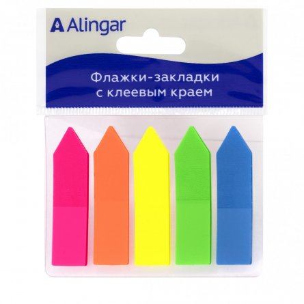 Флажки-закладки с клеевым краем, Alingar, "Стрелки", неон, 5 цв по 20 л, 12 мм*45 мм, европодвес. фото 2