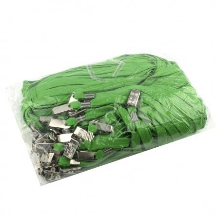 Шнурок для бейджа Alingar, 45 см, металл. клипса, зеленый фото 3