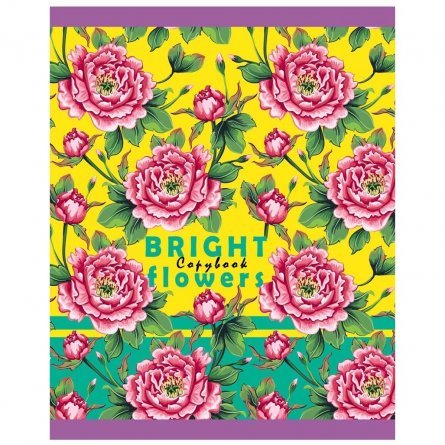 Тетрадь 96л., клетка, Проф-Пресс "Яркие цветы", мелованный картон, 5 дизайнов в спайке фото 5