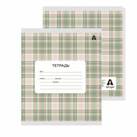 Тетрадь 24л., клетка, Alingar, скрепка, блок офсет, 100% белизна, мелованный картон (стандарт), "Шотландская клетка-1" фото 2