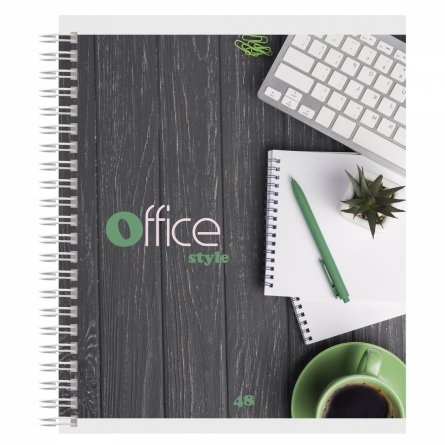Тетрадь А5 48л., клетка, Alingar, гребень, блок офсет, мелованный картон (стандарт), "Office style", 4 дизайна в пленке т/у фото 4
