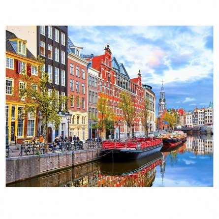 Алмазная мозаика Рыжий кот, без подрамника, с частичным заполнением, (матов.), 30х40 см, 26 цветов, "Прекрасный Амстердам" фото 1