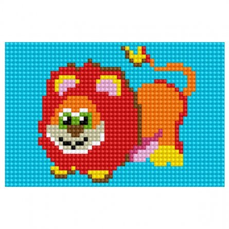 Алмазная мозаика Рыжий кот, на подрамнике, с полным заполнением, (класс.), 10х15 см, 11 цветов, "Львенок" фото 1