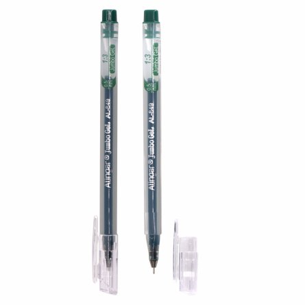 Ручка гелевая Alingar, "Jumbo GeL", 0,5 мм, зеленая, игольчатый наконечник, трехгранный, прозрачный, пластиковый корпус, 12 шт/уп, карт. уп., европод. фото 2