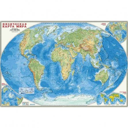 Карта настенная Геодом "Мир физический",М1:27,5 млн, 101*69 см, лам фото 1