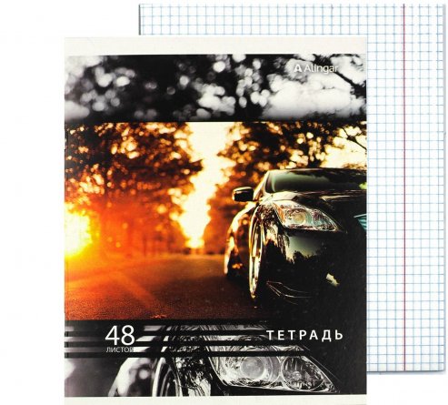 Тетрадь 48л., А5, клетка, Alingar "Авто-1", скрепка, мелованный картон фото 3