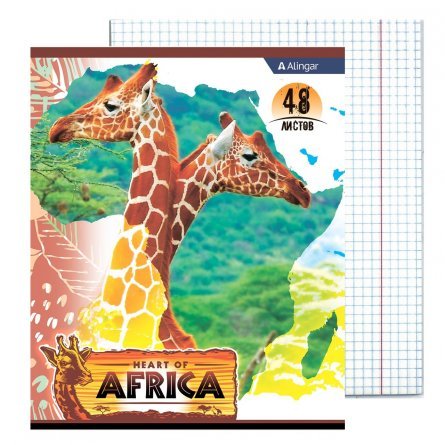 Тетрадь 48л., А5, клетка, Alingar "Heart of Africa", скрепка, мелованный картон фото 2