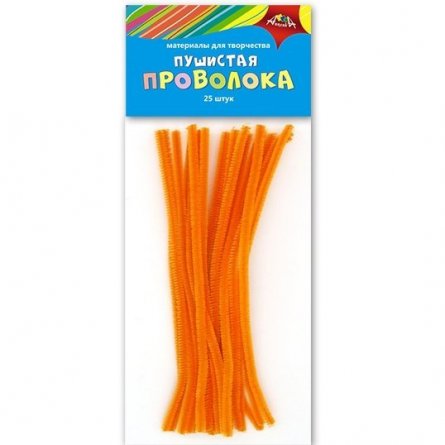 Материал декоративный "Проволока пушистая" Апплика, 30 см, 25 штук, оранжевый., пакет с европодвесом фото 1