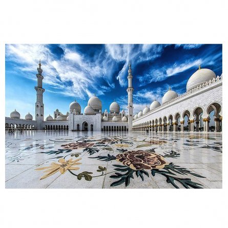 Алмазная мозаика Alingar, на подрамнике, с полным заполнением, (матов.), 30х40 см, 20 цветов, "Белая мечеть Абу-Даби" фото 1