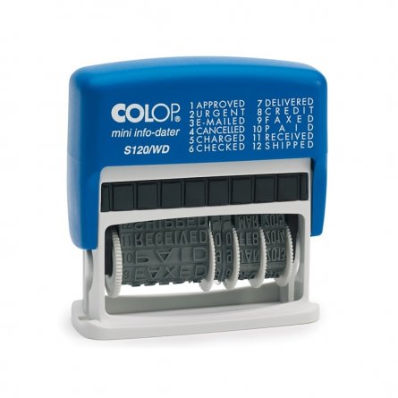 Датер ленточный COLOP S100, с 12 бухгалтерскими терминами, 3.8 мм, пластиковый фото 1