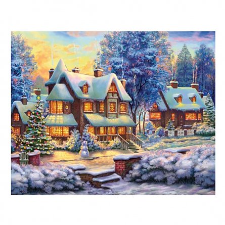 Картина по номерам Рыжий кот, 40х50 см, с акриловыми красками, холст, "Уютные зимние домики" фото 1