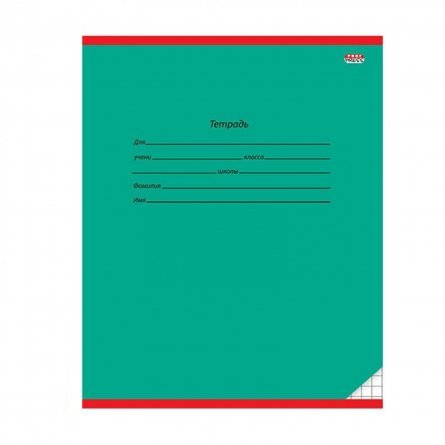 Тетрадь 12л., клетка, Проф-Пресс, скрепка, мелованная обложка, "Классика" (темно-зеленая) фото 1