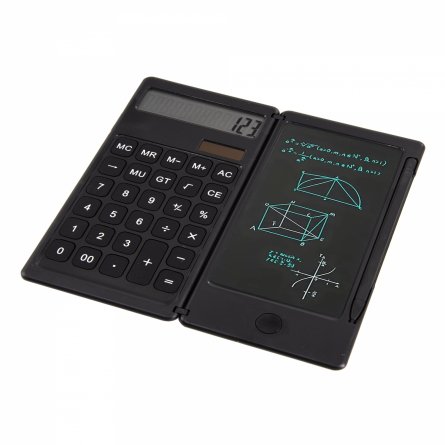 Калькулятор с графическим планшетом Alingar 12 разрядов, 162*80*14 мм, двойное питание, черный, раскладной, стилус, батарея в комплекте фото 2