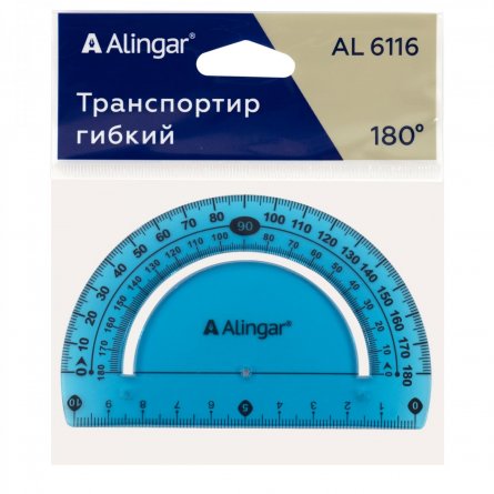 Транспортир Alingar, 180 градусов, пластиковый, гибкий, цвета ассорти, пакет ПВХ с европодвесом фото 3