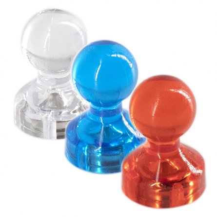 Магниты для доски в форме пешки Alingar, 15 мм, 30 шт в наборе, микс (прозрачный, синий, красный), зип-пакет фото 1
