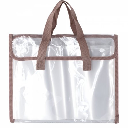 Папка-картотека с ручками Alingar, A4, 260х330 мм, 470 мкм, горизонтальная, на кнопках, 13 отделений, прозрачная, глянец, коричневый цвет фото 1