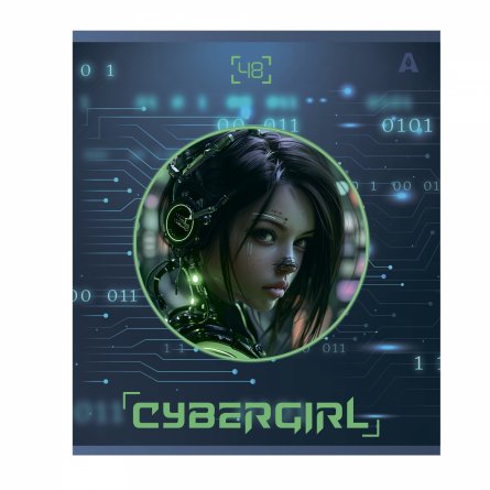 Тетрадь 48л, А5, клетка, Alingar, "Cibergirl" , скрепка,мелованный картон (стандарт), выб УФ лак,  блок офсет, 5 дизайнов в пленке т/у фото 5