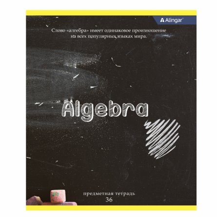 Тетрадь предметная  36л. А5 "Алгебра", клетка,  со справочным материалом, скрепка, мелованный картон (стандарт), блок офсет, Alingar "Chalk board" фото 1